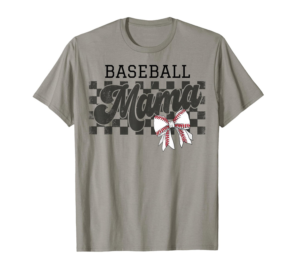 Baseball Mama Checkered Baseball Mom T-Shirt - Fun Novelty Design Unisex