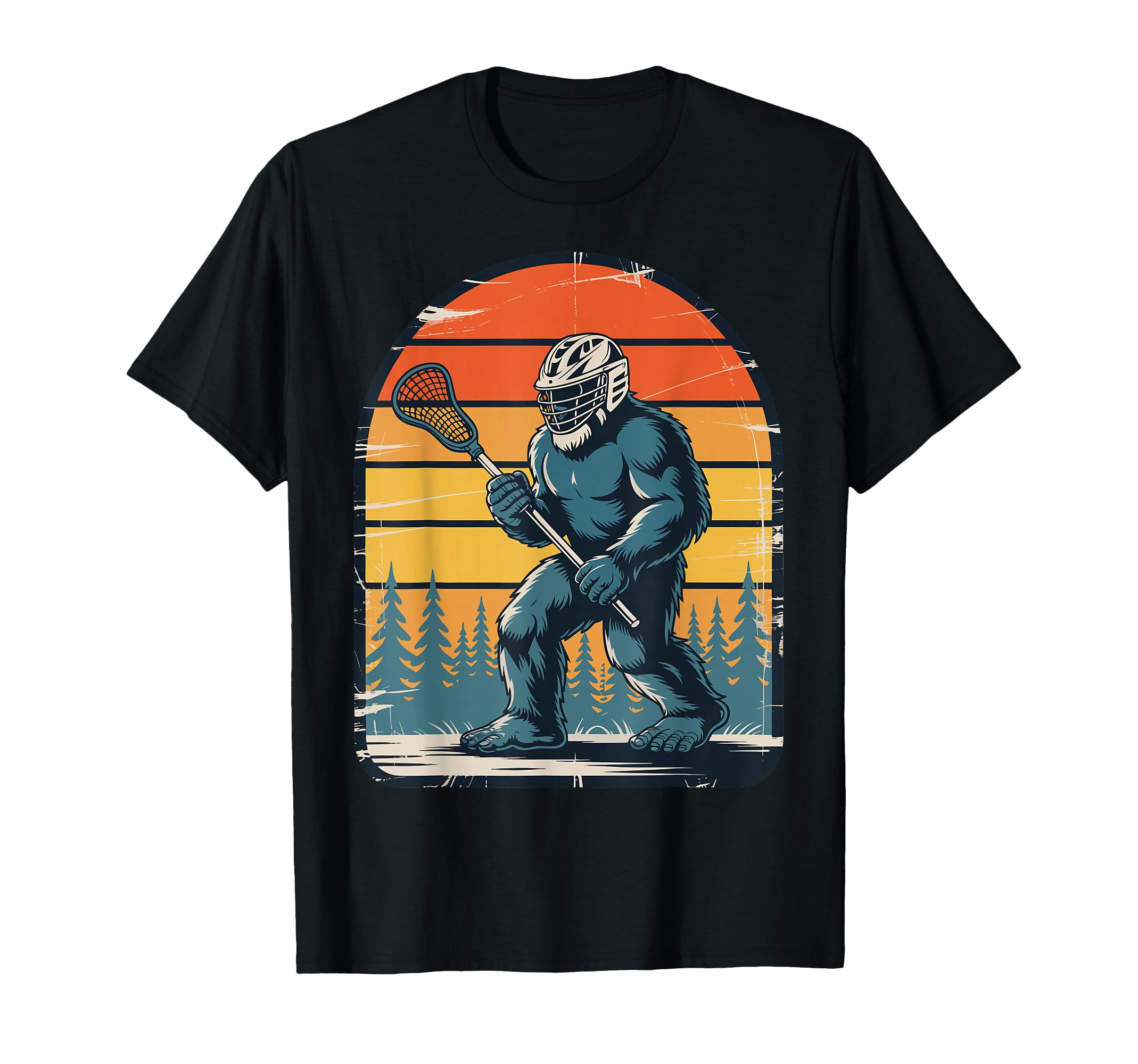 Lacrosse Goalie Bigfoot Lax Goalkeeper T-Shirt - Trendy Graphic Unisex