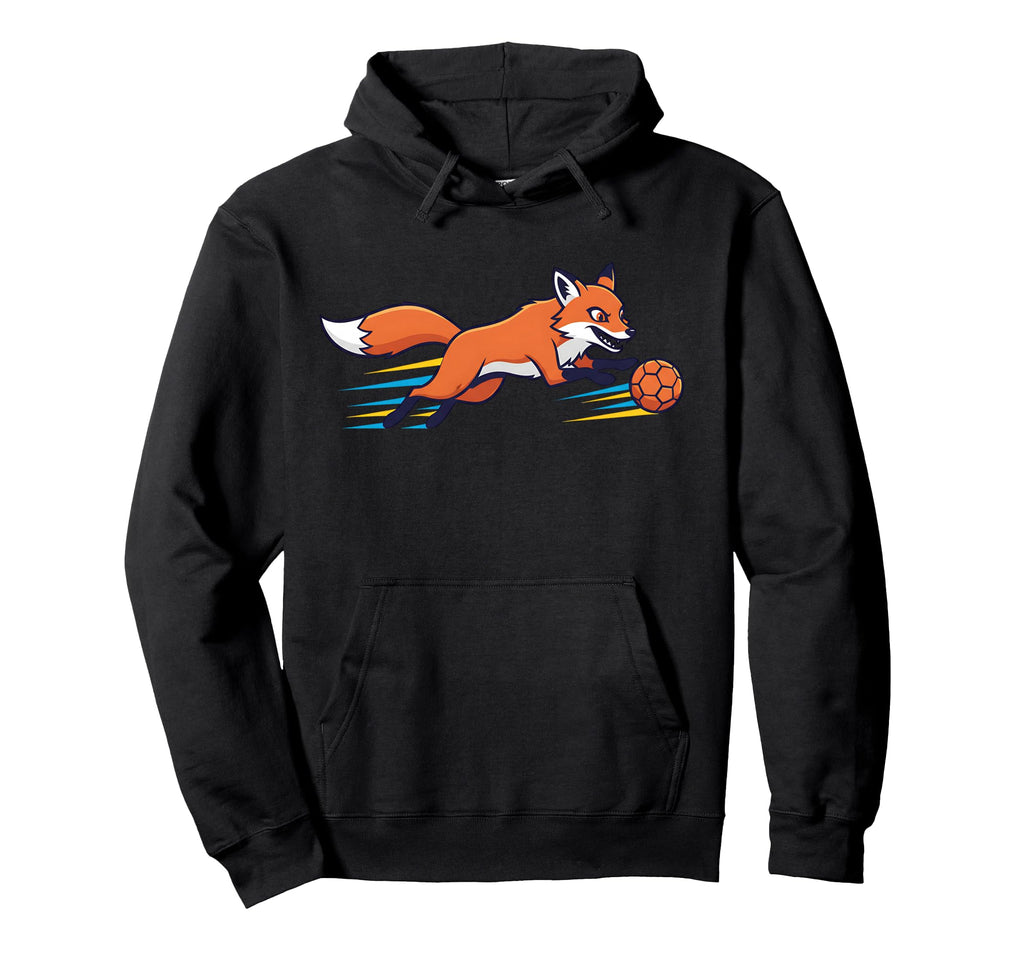 Speedy Fox Football Striker Running Ball Hoodie - Graphic Print Men Women