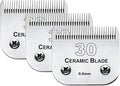 3PCS 30 Blades Dog Grooming Clipper Blades Compatible with Andis Pet Clipper/Oster A5/Wahl KM Series Dog Clipper,Ceramic Blade & Stainless Steel Blade