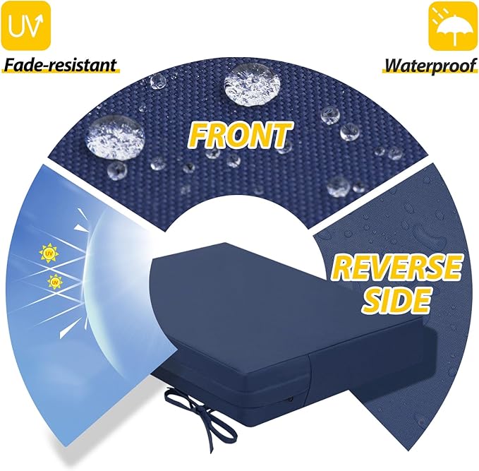 AAAAAcessories Outdoor Seat Cushions for Chairs, Waterproof, Fade-Resistant Patio Furniture Replacement Cushions, 18.5" x 16" x 3", Set of 4, Navy Blue