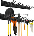 Charmount 48" Garage Storage Wall Organizer with 600lbs, 6 Hooks Broom Holder Wall Mount, Garden Tool Organizer, Easy Installation Tool Storage to Accommodate Brooms, Hoses, Yard Tools and More