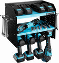 DURATECH Power Tool Organizer Wall Mount with Power Strip, Carbon Steel, Blue, 16.8in Width, 10.9in Depth, 14in Height