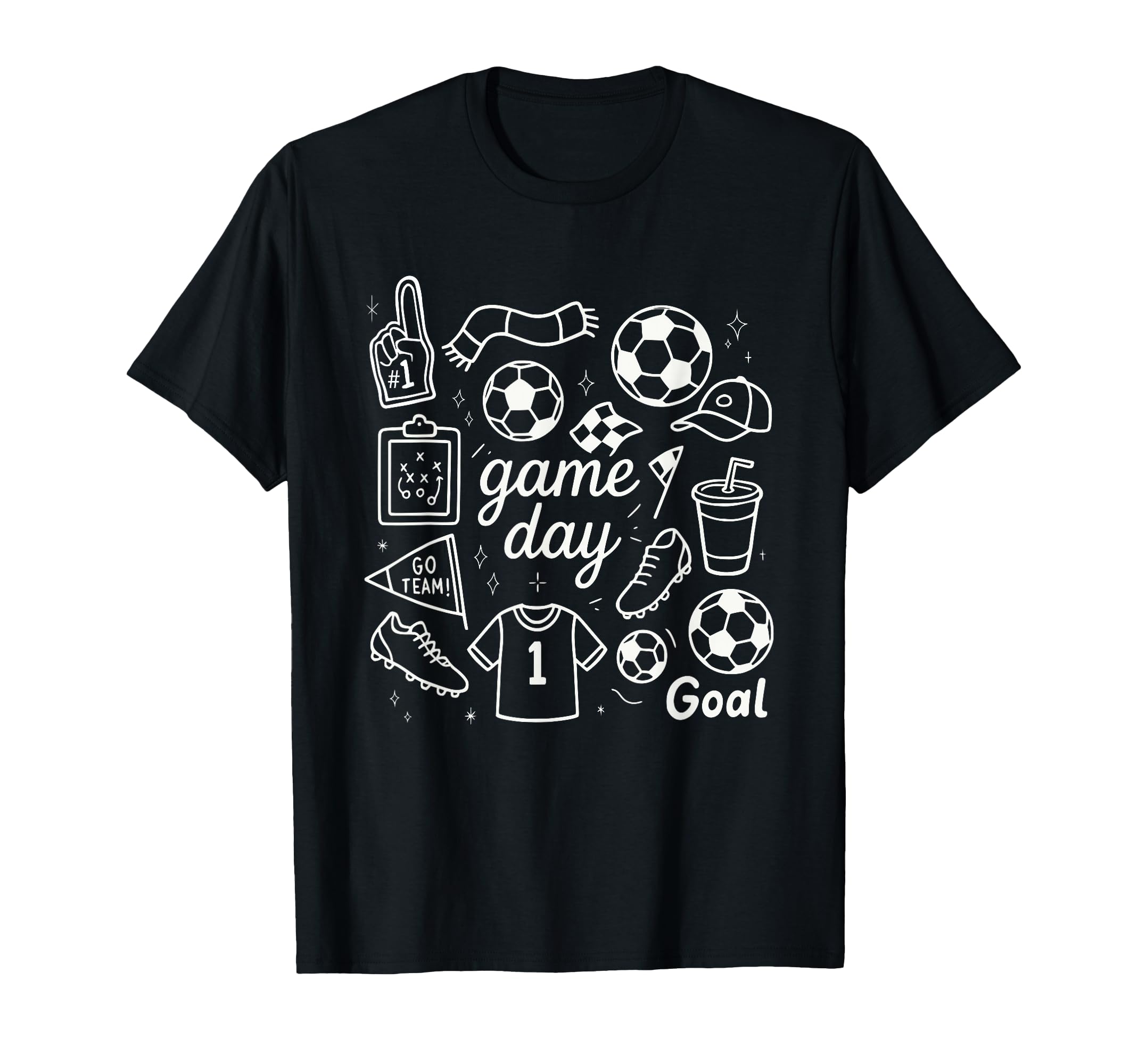 Game Day Soccer Foam Finger Cleats Goal T-Shirt - Graphic Print Unisex