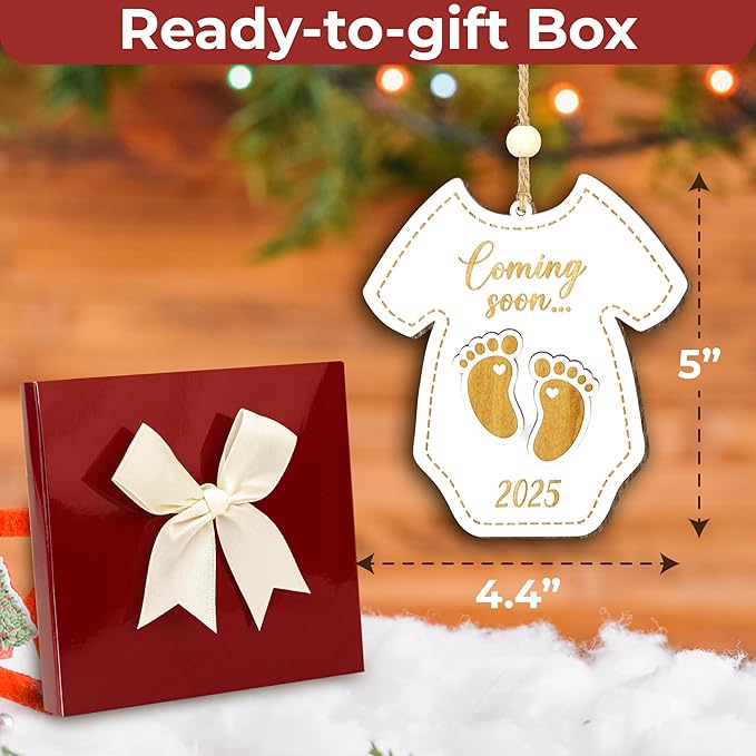 Christmas Pregnancy Announcement Ornament - New Baby Coming Soon 2025 Ornaments, Pregnant Christmas Ornament 2024 for Husband Mom, Expecting Parents to Be Gifts Baby Announcement Ideas