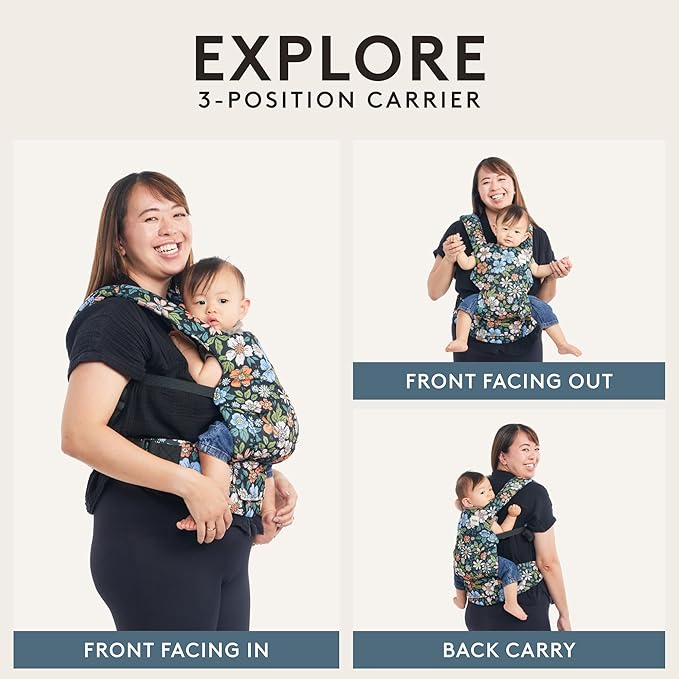 Baby Tula Explore Cotton Baby Carrier 7 – 45 lb, Adjustable Newborn to Toddler Carrier, Multiple Ergonomic Positions Front and Back, Soft and Supportive – Tula Coast, Folklore