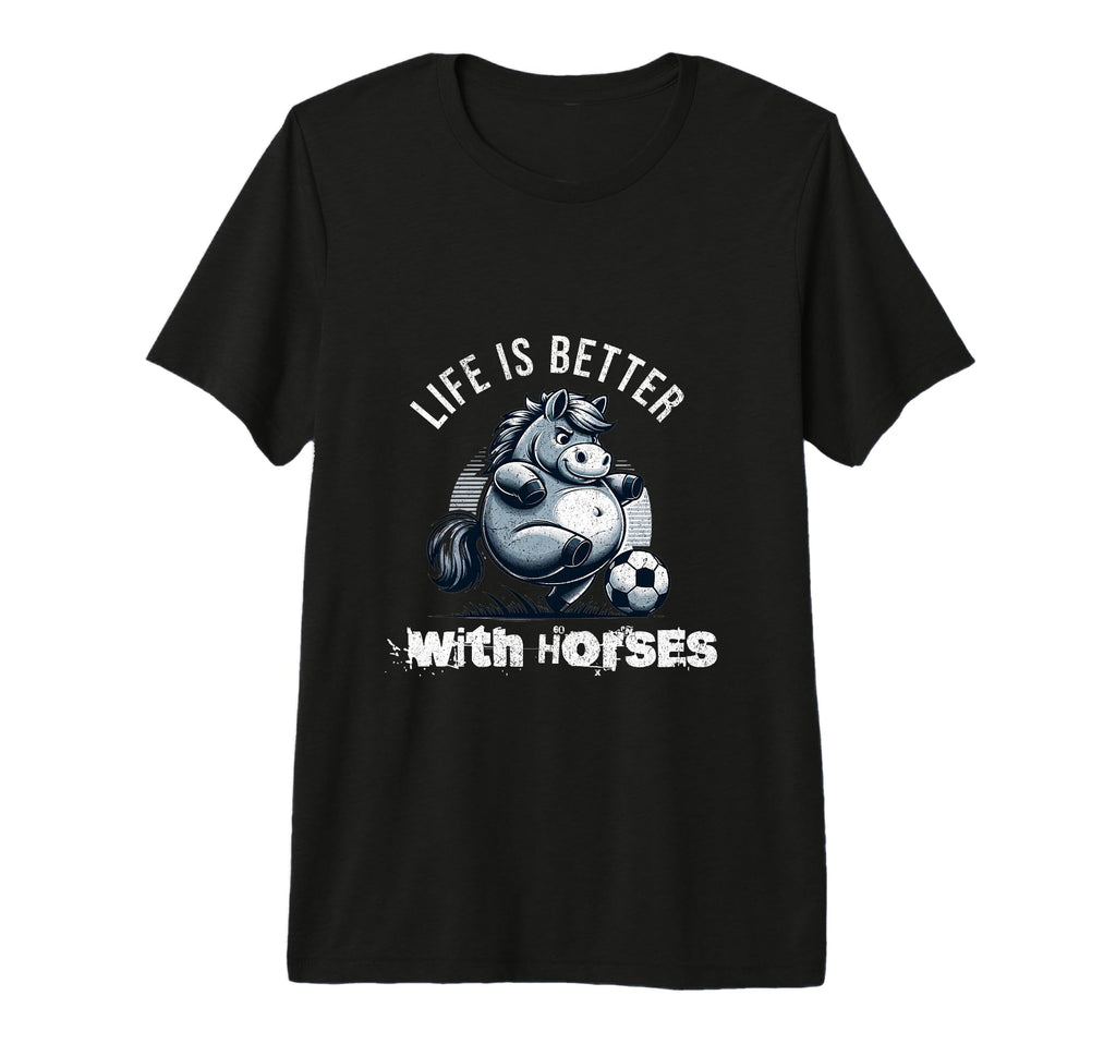 Life Is Better Horses Fun Cartoon T-Shirt - Trendy Graphic for Adults