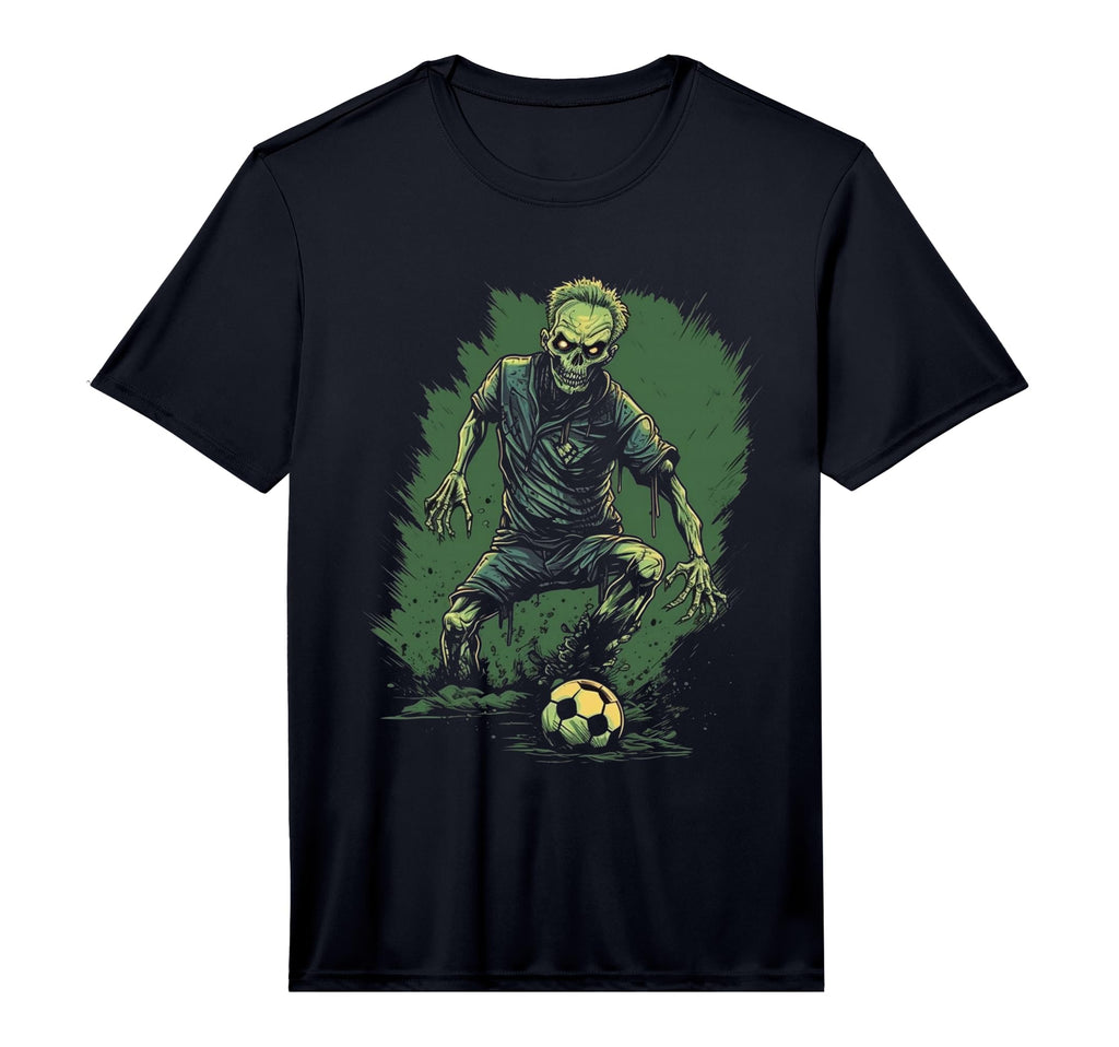 Zombie Soccer Player Halloween T-Shirt - Novelty Apparel for Adults