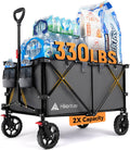 Hikenture Collapsible Wagon - 330LBS Capacity, Extra Large Foldable Wagon with All-Terrain Wheels, Utility Beach Cart for Outdoor Garden