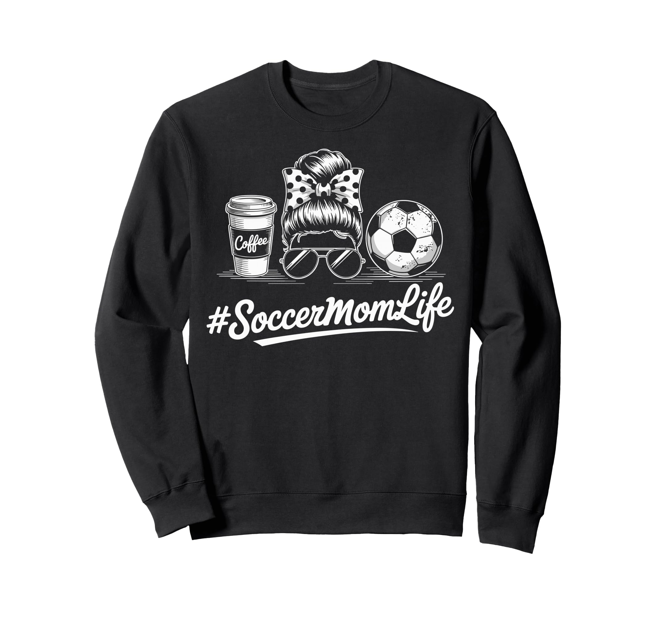 Soccermomlife Soccer Mom Messy Bun Sweatshirt - Minimalist Print Men Women