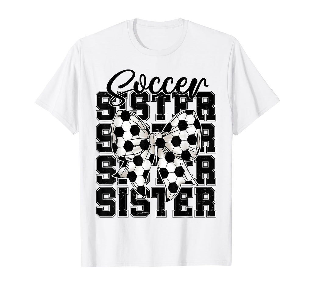 Soccer Sister Coquette Bow Soccer T-Shirt - Unique Graphic for Adults
