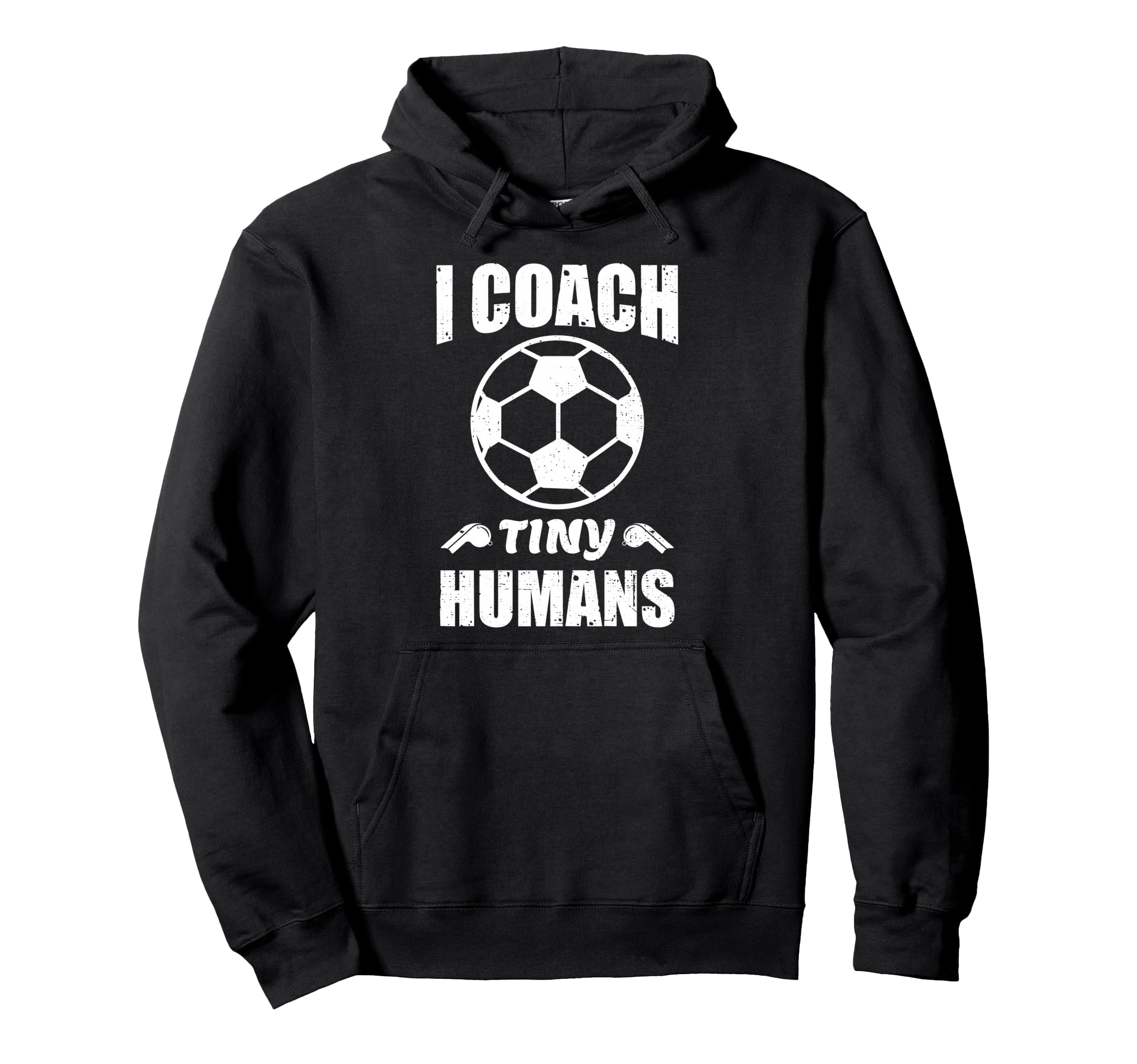 I Coach Tiny Humans Soccer Ball Fun Hoodie - Novelty Apparel for Adults