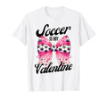 Soccer Is My Valentine Coquette Bow T-Shirt - Unique Graphic for Adults