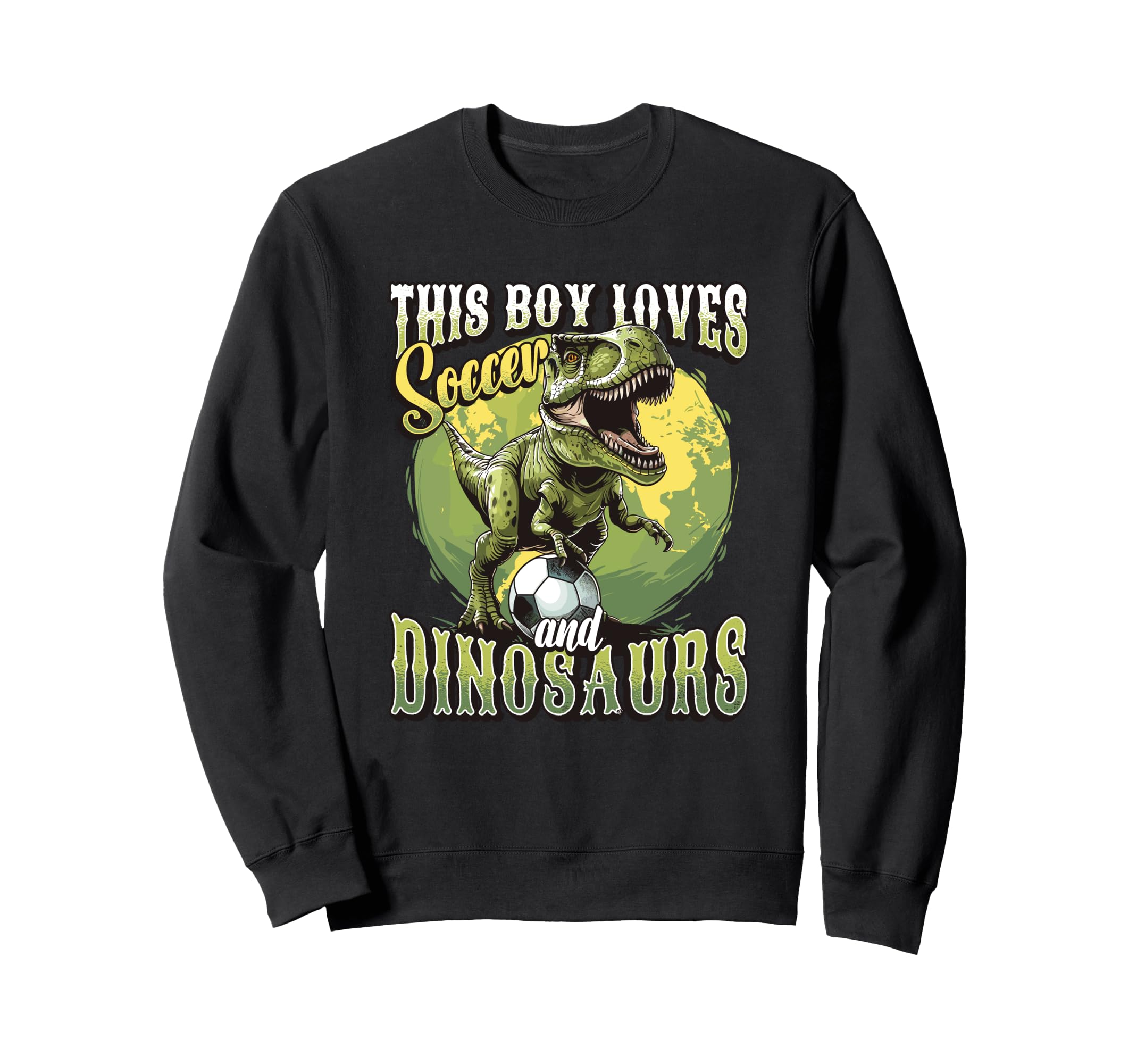 This Loves Soccer And Dinosaurs Playing Sweatshirt - Trendy Graphic Unisex