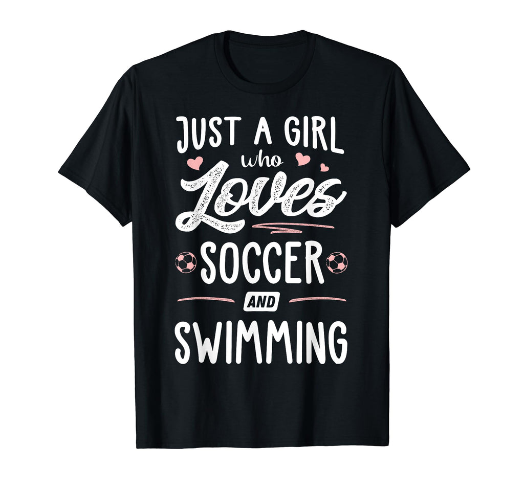 Just Who Loves Soccer And Swimming T-Shirt - Minimalist Print Men Women