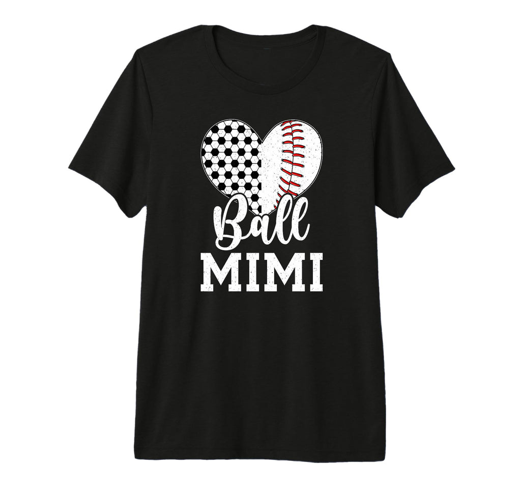 Ball Mimi Grandma Heart Baseball T-Shirt - Casual Everyday Wear Men Women