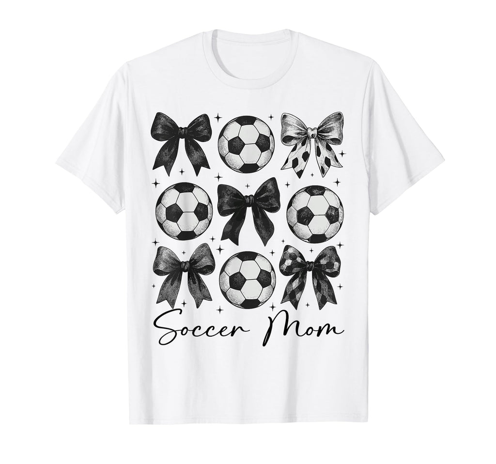 Soccer Mom Funny Coquette Bow Soccer T-Shirt - Unique Graphic for Adults