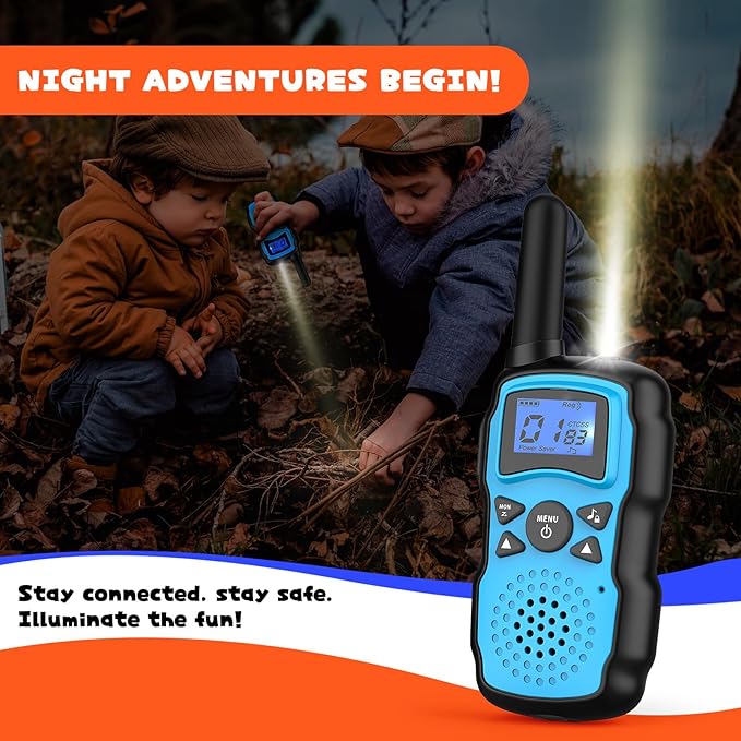Wishouse Walkie Talkies for Kids Rechargeable Long Range, Xmas Birthday Gift for Boys Girls 4 5 6 7 8 9 10 Year Old, Hiking Gear Camping Games, Toys with Flashlight, VOX, Easy to Use 3 Pack
