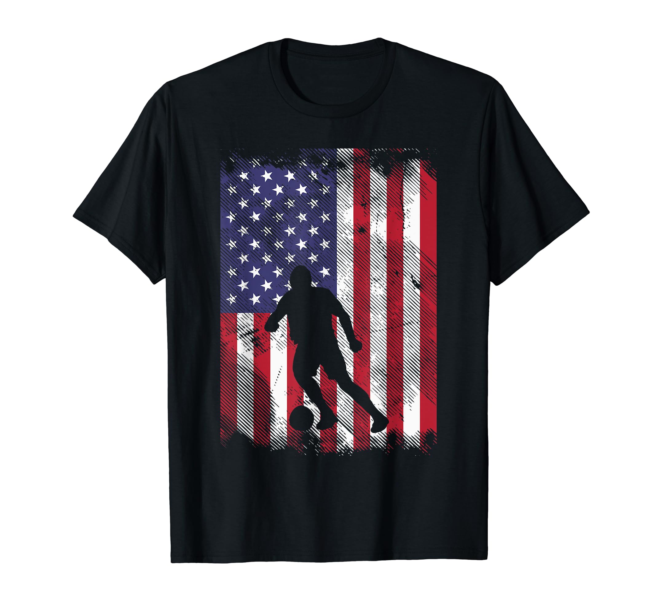 American Flag Soccer Sihouette Football T-Shirt - Aesthetic Graphic Unisex