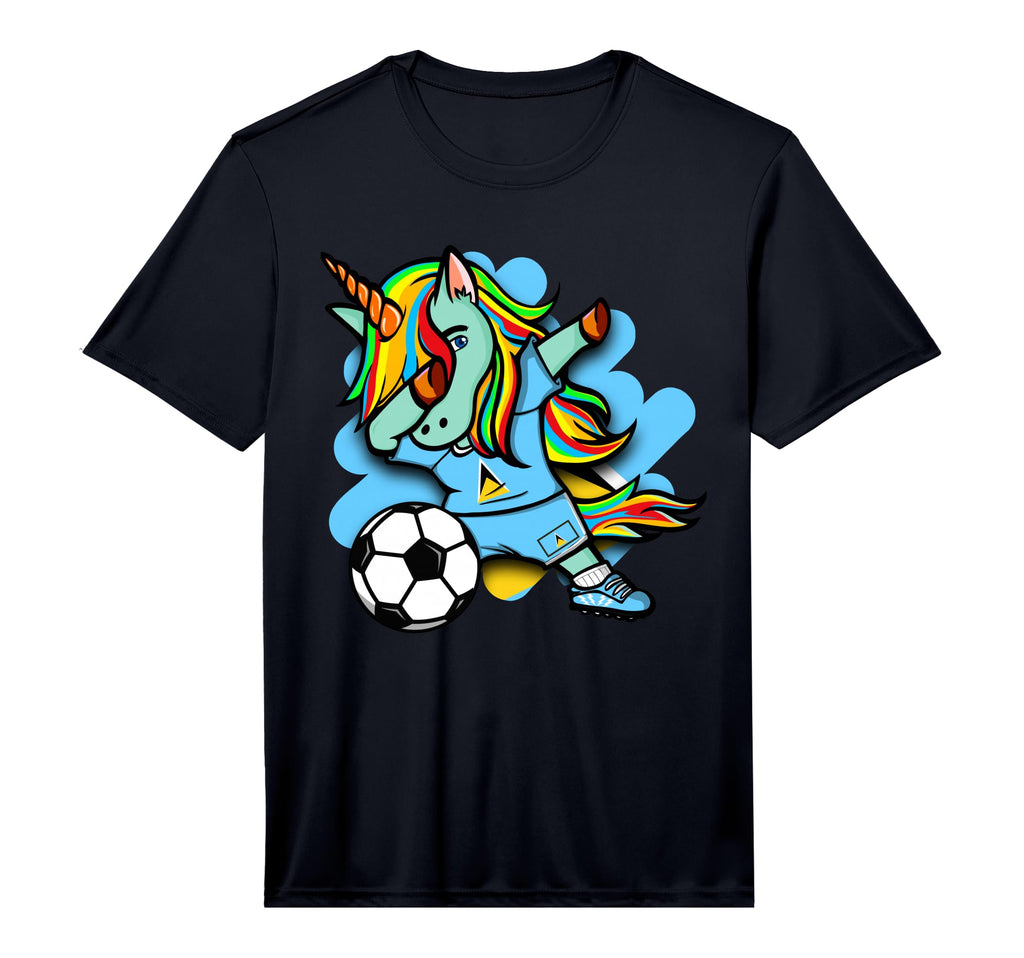 Dabbing Unicorn Saint Lucia Soccer T-Shirt - Unique Graphic Men Women