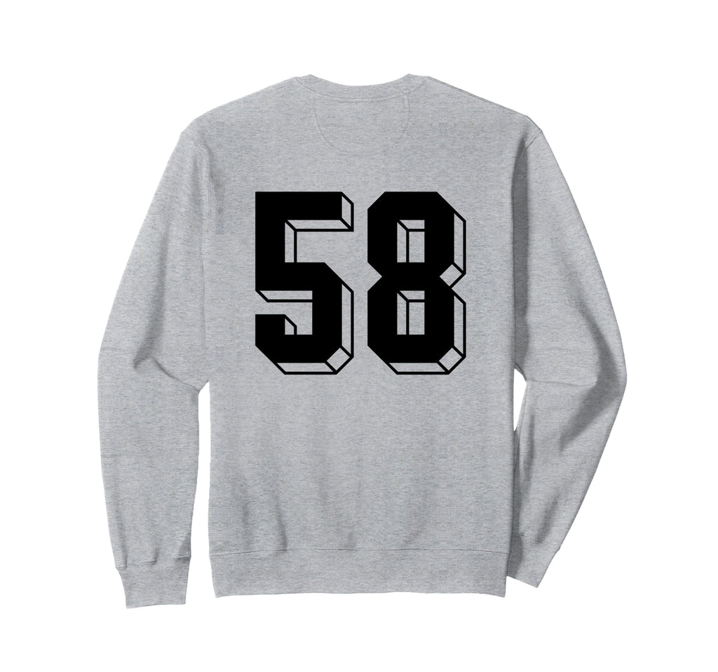 Number 58 Backside 80S 90S Team Jersey Sweatshirt - Unique Graphic Unisex