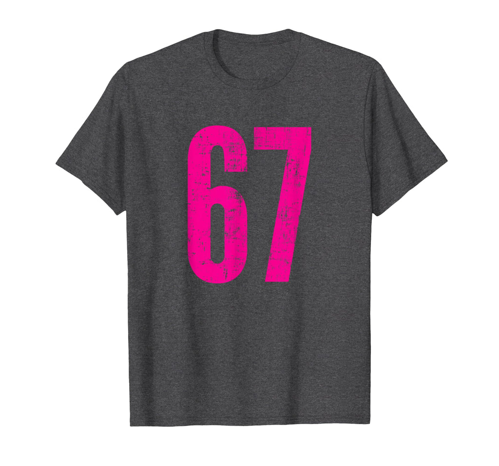 Number 67 Distressed Sport Team T-Shirt - Custom Art Print Men Women