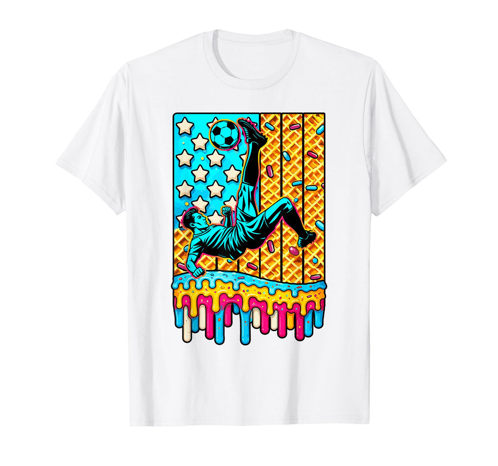 4Th July Ice Cream Drip Soccer T-Shirt - Aesthetic Graphic Unisex