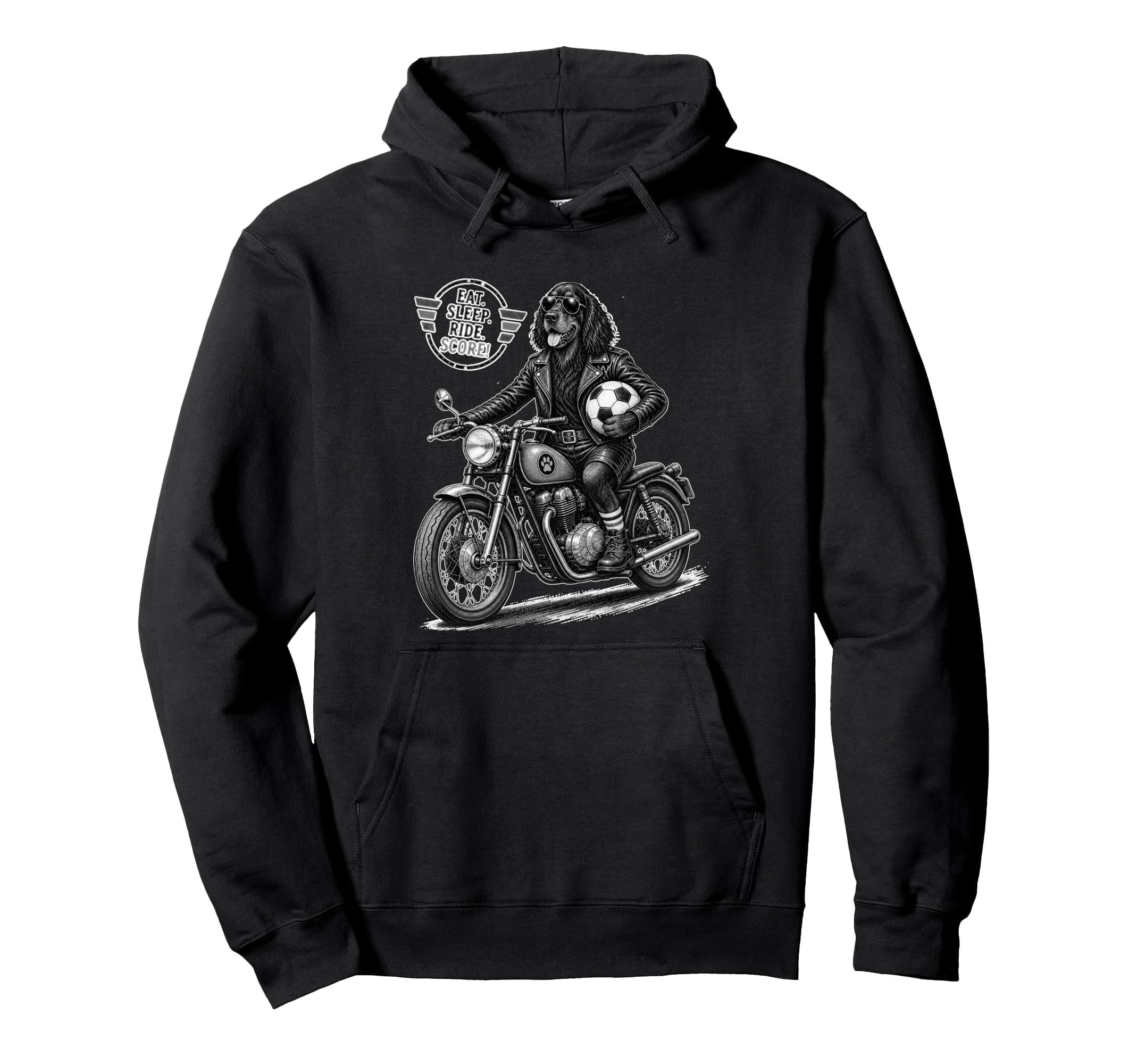 Gordon Setter Motorbike Love Footbal Hoodie - Streetwear Style for Adults