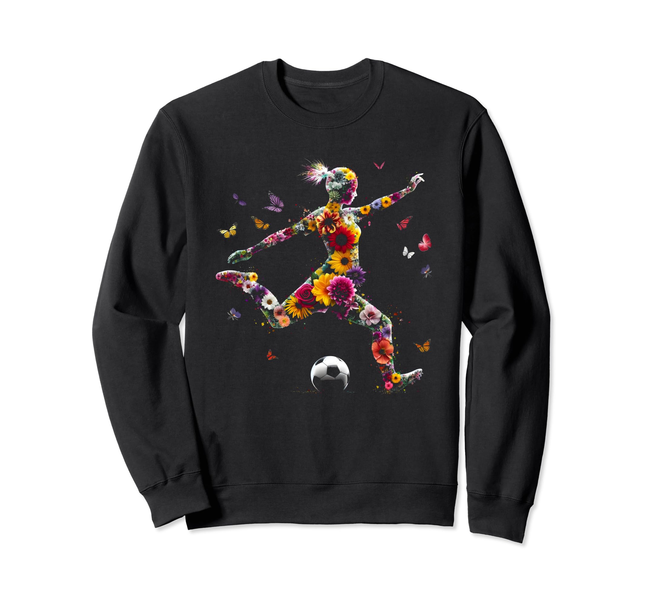 Female Soccer Player Floral Soccer Sweatshirt - Graphic Print Unisex