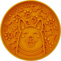 Silicone Slow Feeder Bowl for Dogs, Suction Cup Design, Non-Slip Base, Puppy Pattern Eating Slow, for All Breed Dogs (Dark Yellow)