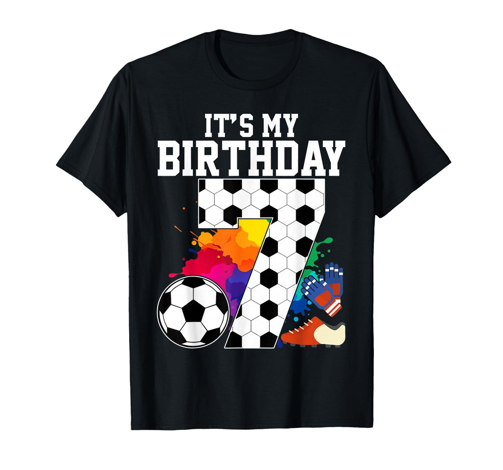 Its My 7Th Soccer Birthday Party 7Th T-Shirt - Unique Graphic for Adults