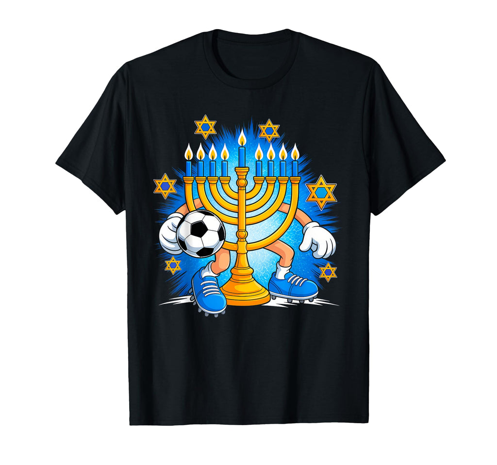 Menorah Playing Soccer Happy T-Shirt - Aesthetic Graphic Men Women