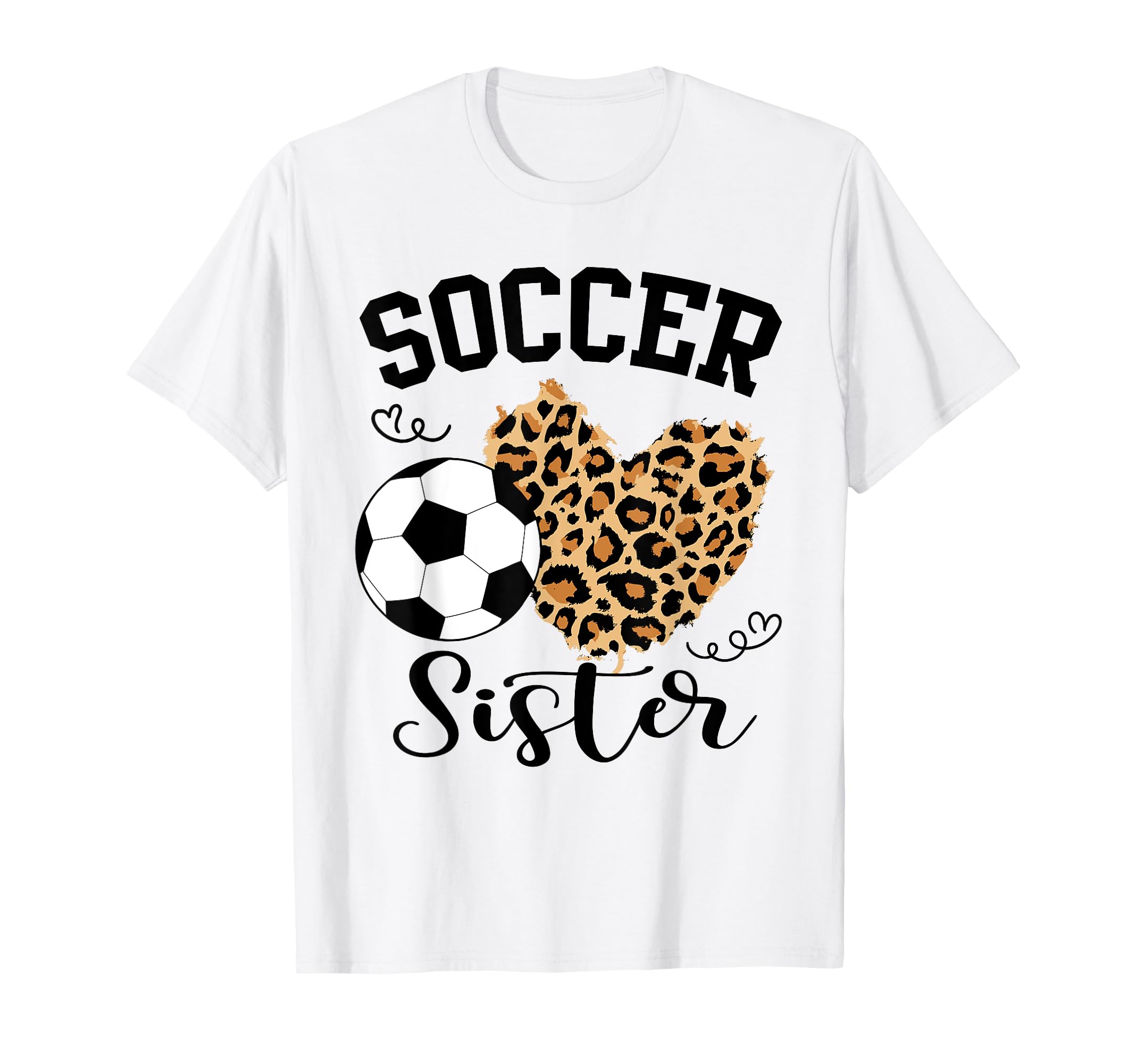 Soccer Sister Heart Leopard Sister T-Shirt - Streetwear Style for Adults