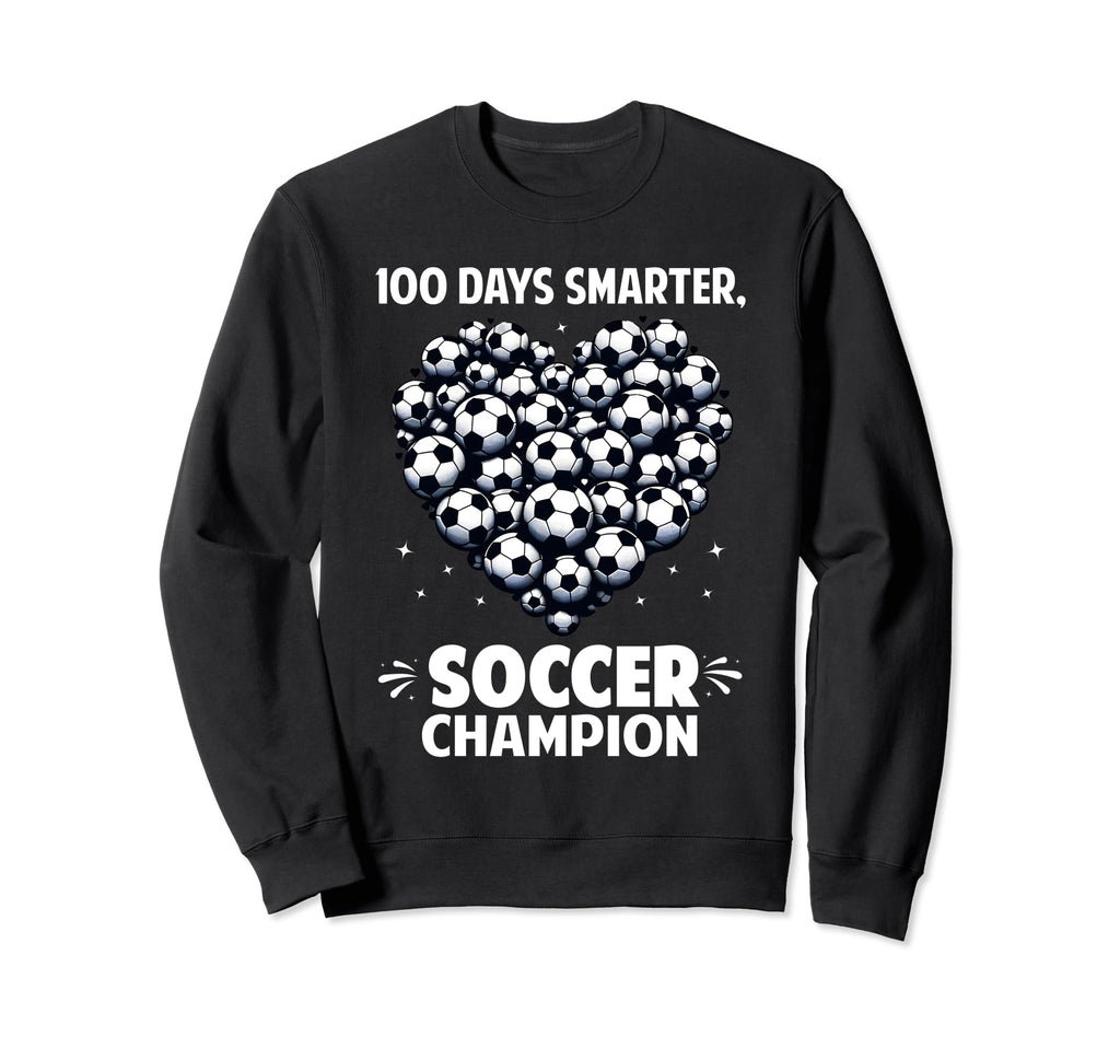 100 Days School Soccer Heart Love Sweatshirt - Unique Graphic Men Women