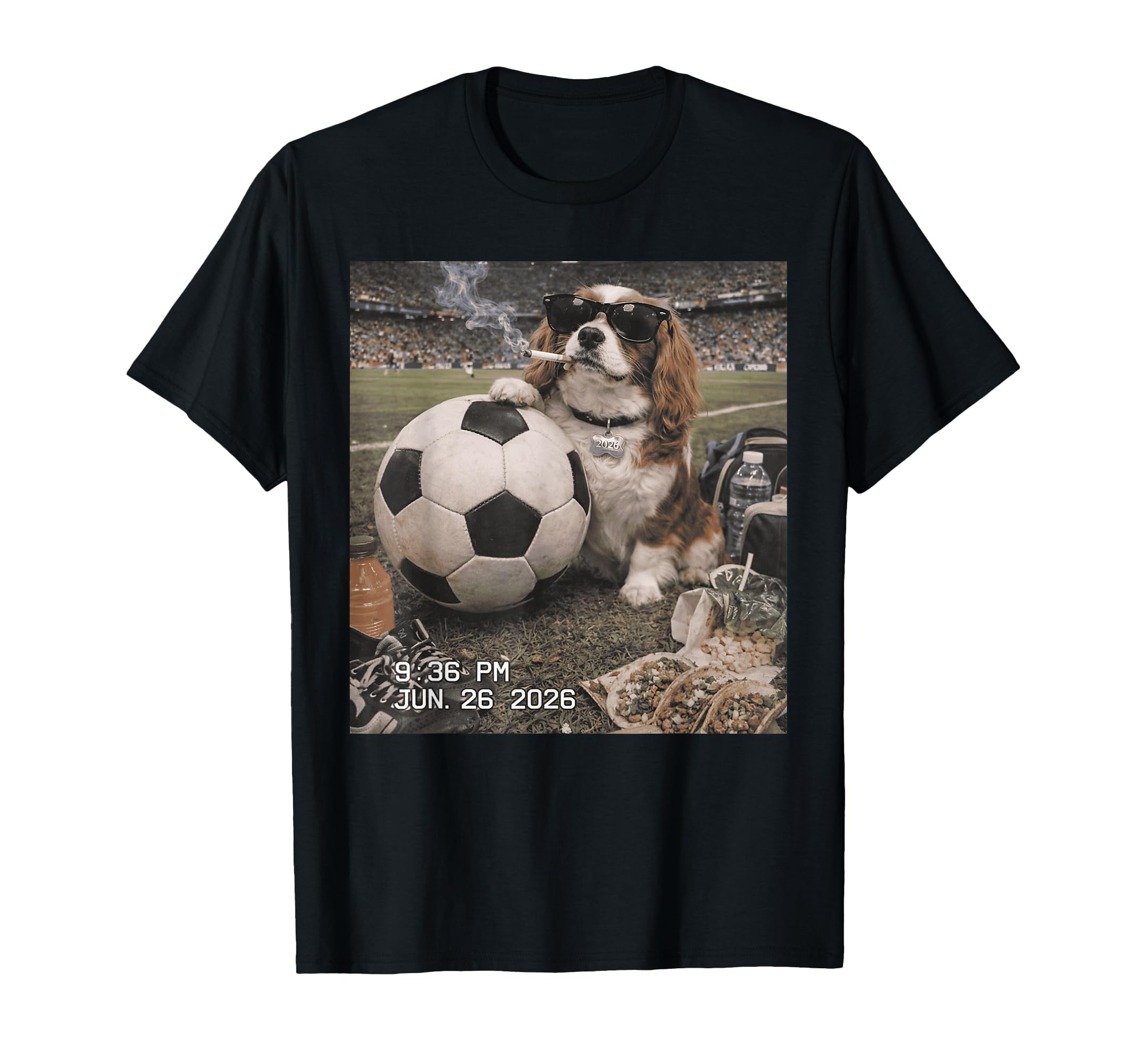 Funny Dog Smoking Sunglasses Soccer T-Shirt - Custom Art Print Men Women