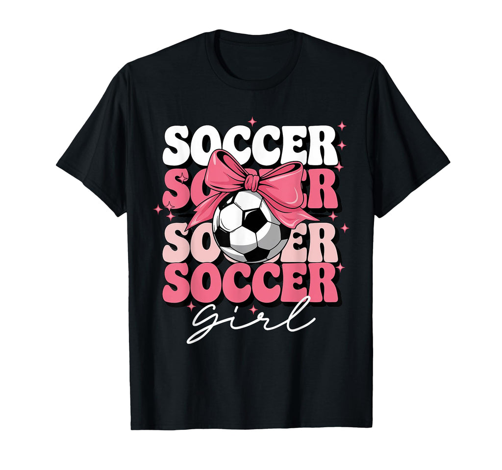 Groovy Soccer Coquette Bow Soccer T-Shirt - Trendy Graphic Unisex