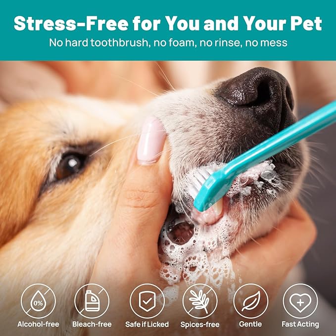 Dog Dental Care Finger Wipes - Teeth Cleaning Finger Wipes for Dog & Cats - Tooth Brushing Kit Dental Wipes for Dog - Reduces Plaque & Freshens Breath (100 PCS, Unscented)