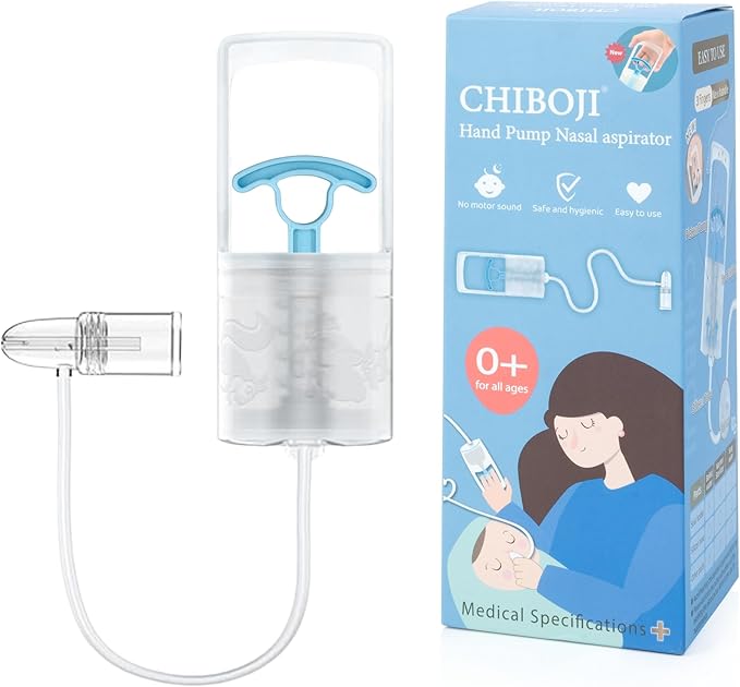 Patented Nasal Aspirator for Baby and Toddler, Hand Pump Nose Sucker with Rounded Non-Invasive Nozzle, Quiet Suction Relieves Congestion and Stuffy Boogers, Safe for Infant, Co-Branded with CHIBOJI