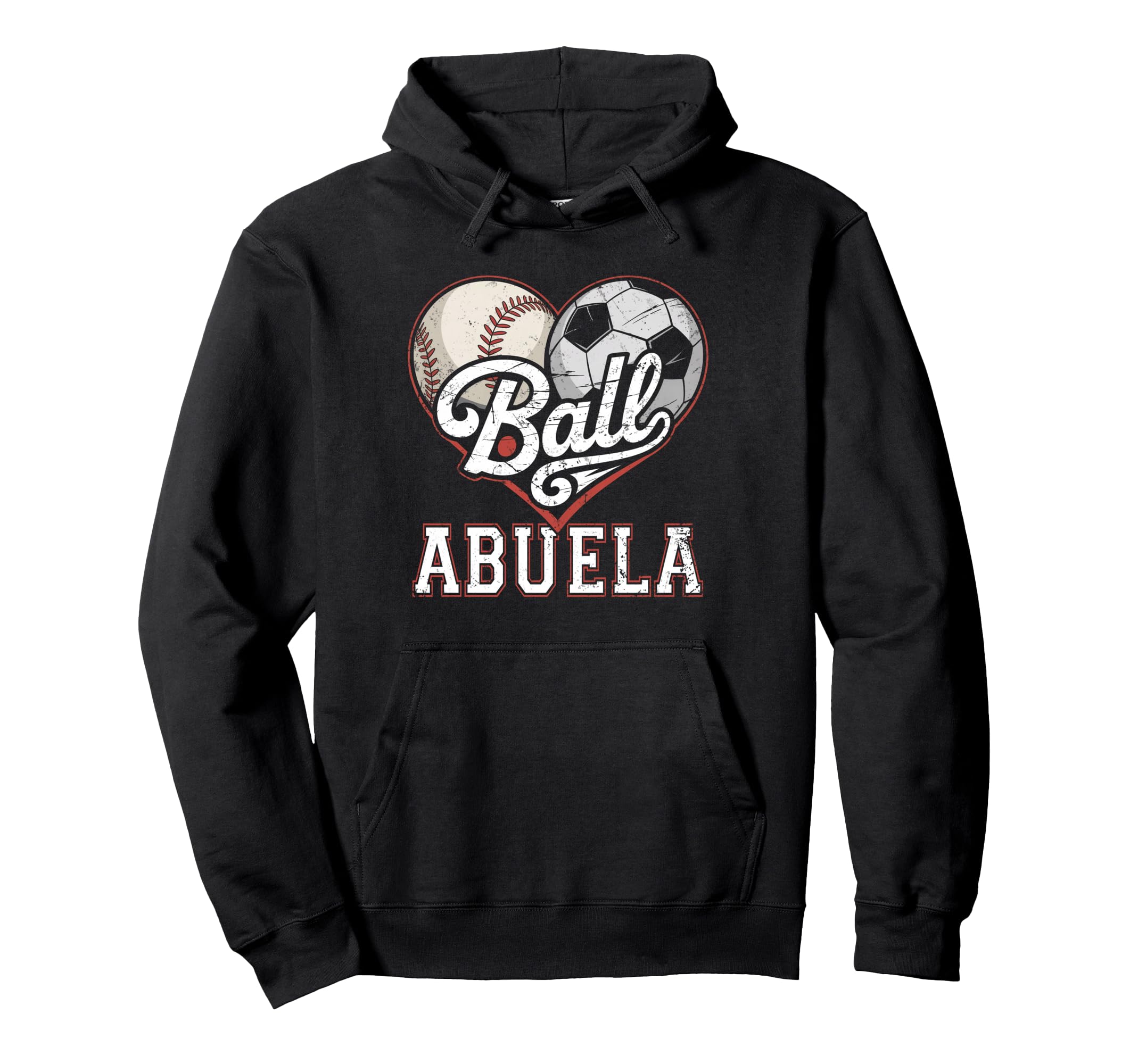 Ball Abuela Baseball Soccer Heart Mom Hoodie - Trendy Graphic for Adults