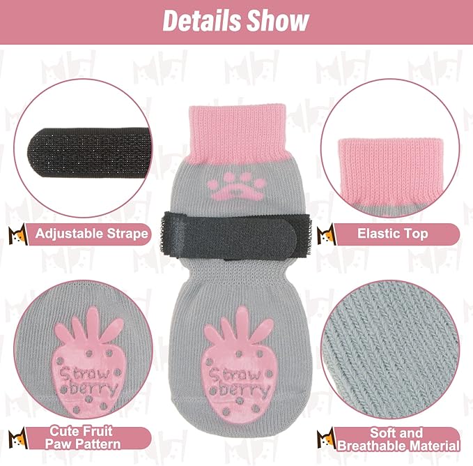 BEAUTYZOO Anti-Slip Dog Socks,Dog Shoes for Hot/Cold Pavement,Paw Protectors with Grips 3 Pairs for Puppy Small Medium Large Senior Old Dogs,Dog Socks to Prevent Licking and Hardwood Floor Protection