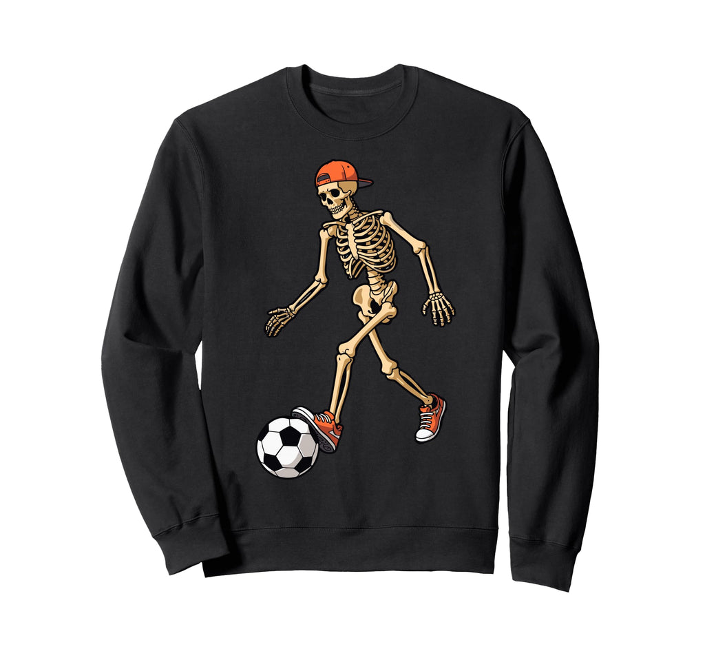 Funny Skeleton Soccer Balls Football Sweatshirt - Graphic Print for Adults