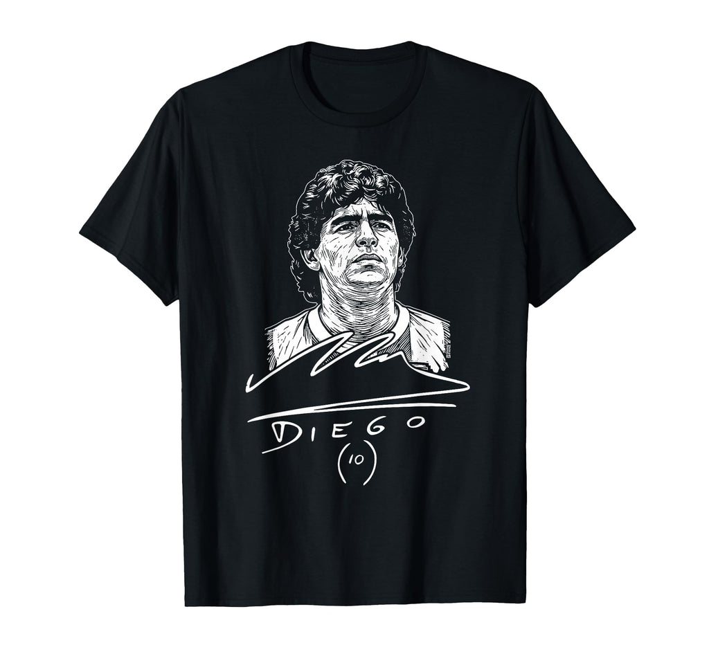 Diego Maradona Autograph Soccer Icon T-Shirt - Novelty Apparel Unisex