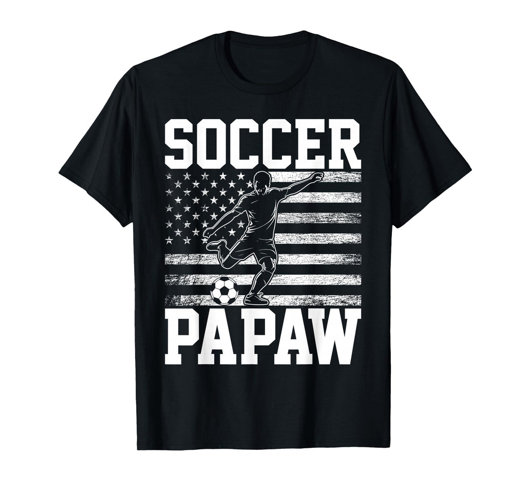 Soccer Papaw Usa American Flag T-Shirt - Graphic Print Unisex