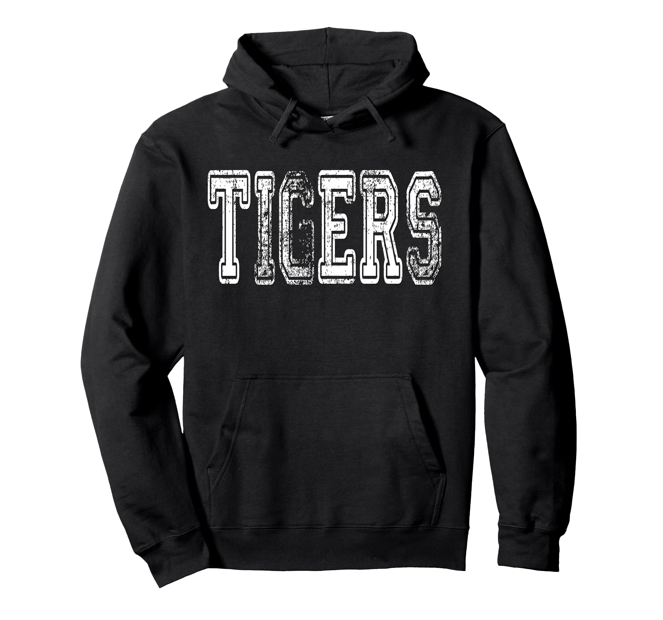 Tigers Mascot Distressed School Sports Hoodie - Fun Novelty Design Unisex