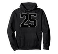 Black Sports Team Number 25 Fan Hoodie - Custom Art Print Men Women