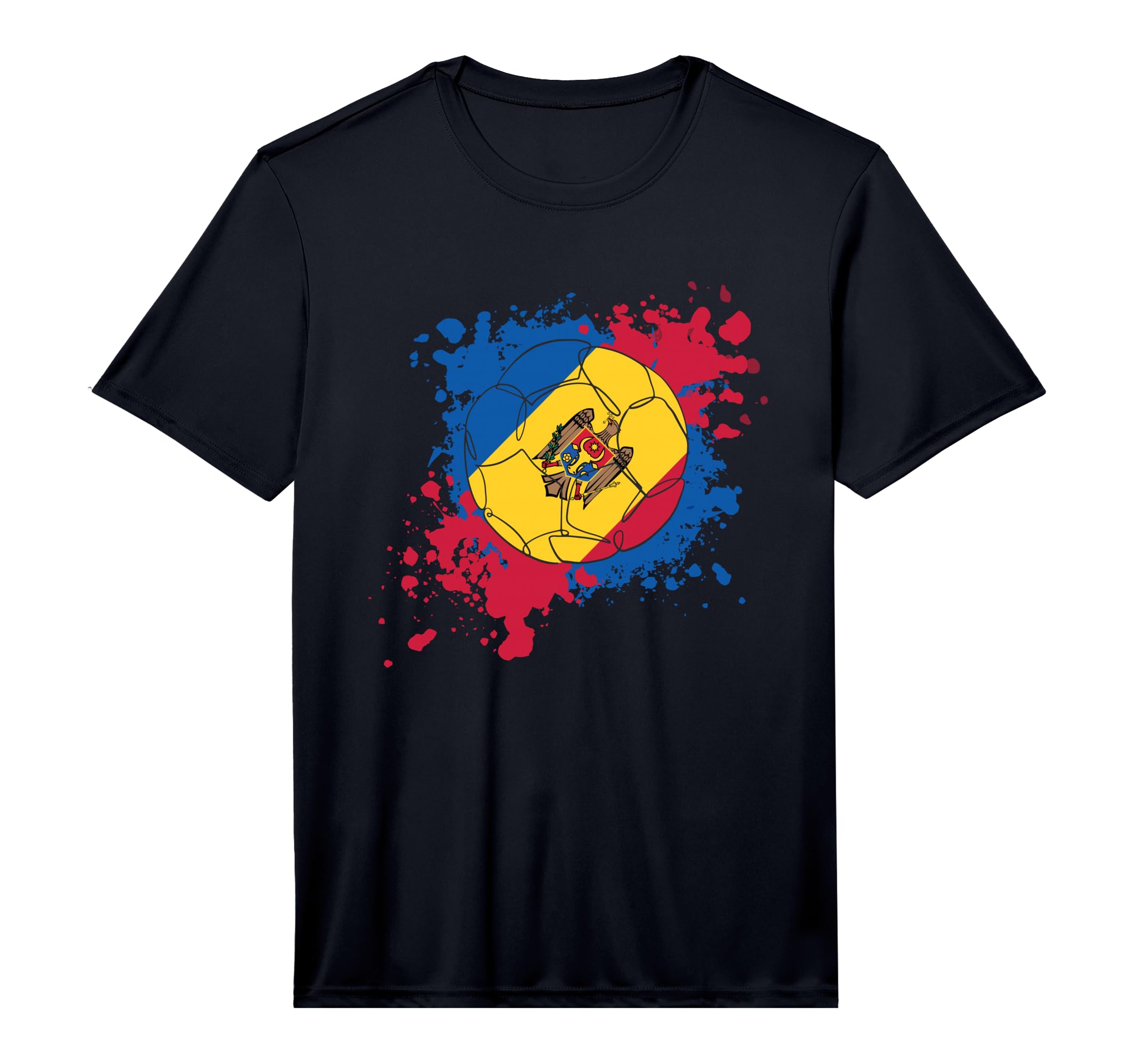 Soccer Ball Flag Moldova Performance T-Shirt - Custom Art Print Unisex