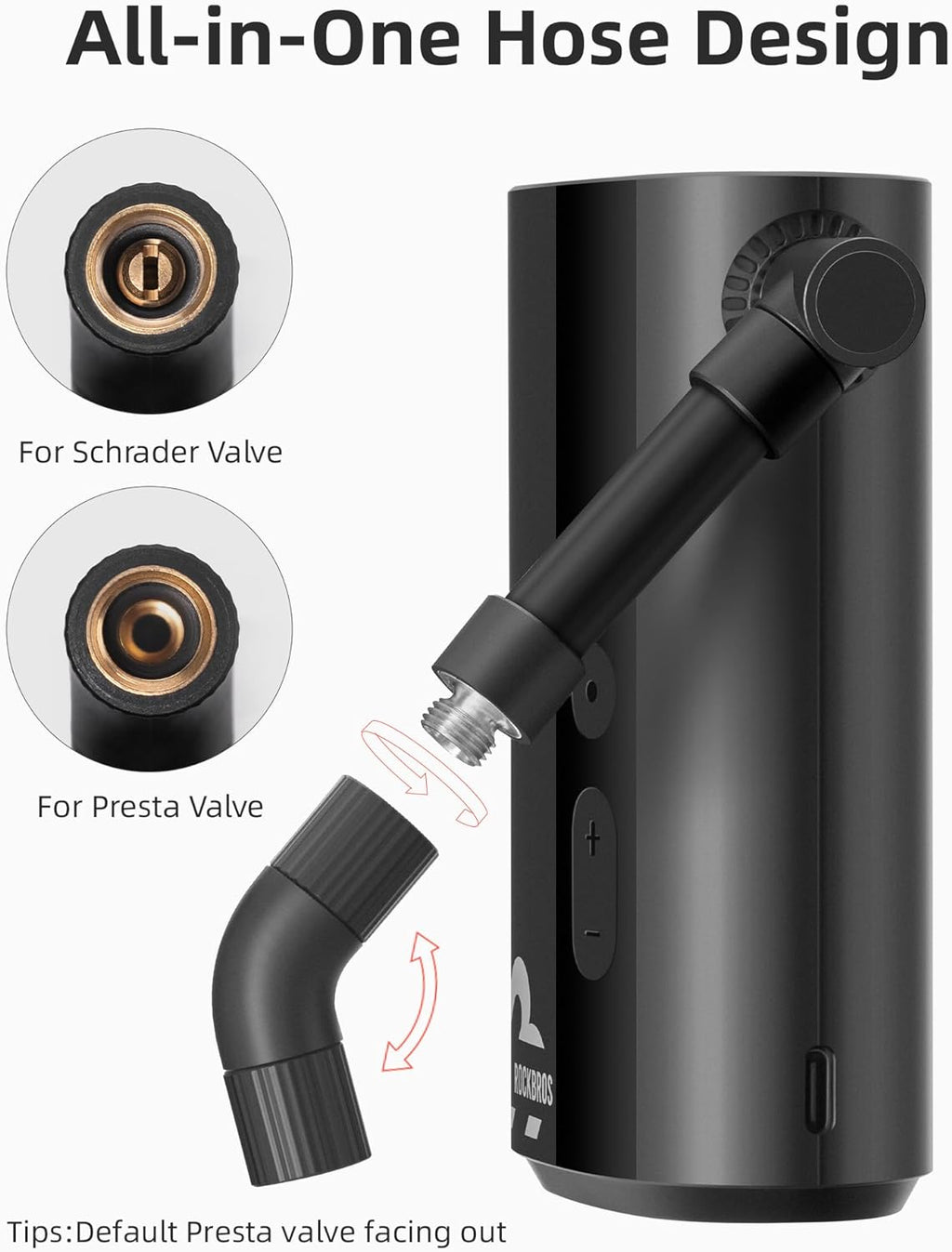 ROCKBROS Mini Bike Tire Pump 150PSI Fast Inflate Auto-Shutoff Digital Gauge
