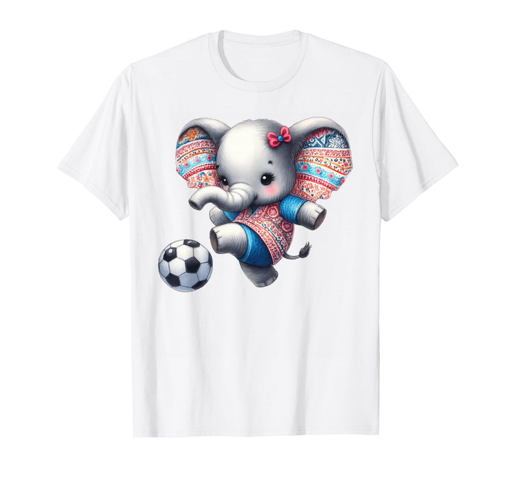 Elephant Kicking Soccer Ball T-Shirt - Fun Novelty Design for Adults