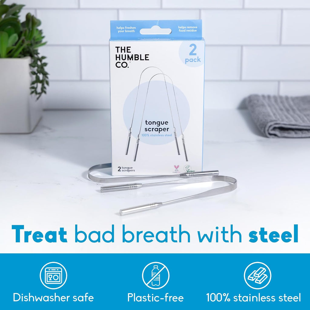 The Humble Co. - Tongue Scraper Steel, 2 Count (Pack of 6) - Oral Hygiene Tool