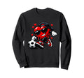 Valentine Soccer Heart Funny Sweatshirt - Casual Everyday Wear for Adults